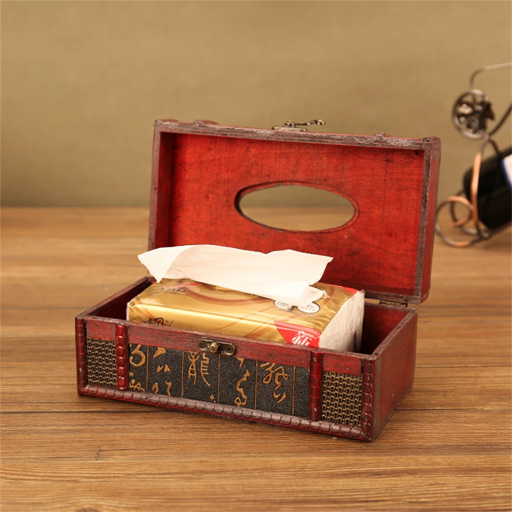 Retro Wooden Tissue Case for Home, Hotel Decorative Organizer, Rectangular Napkin Holder, Wooden Storage Box, Toilet and Kitchen - Image 3