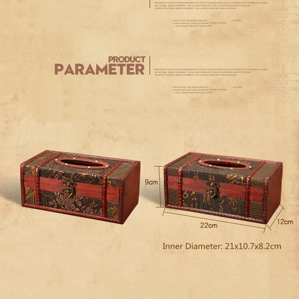 Retro Wooden Tissue Case for Home, Hotel Decorative Organizer, Rectangular Napkin Holder, Wooden Storage Box, Toilet and Kitchen - Image 2