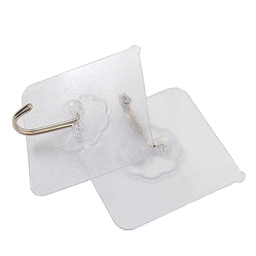 1pc Transparent Strong Sticky Wall Hanging Nail-free Hook Kitchen Bathroom PVC+Stainless Steel Multi-Purpose Hooks Home Storage - Image 5