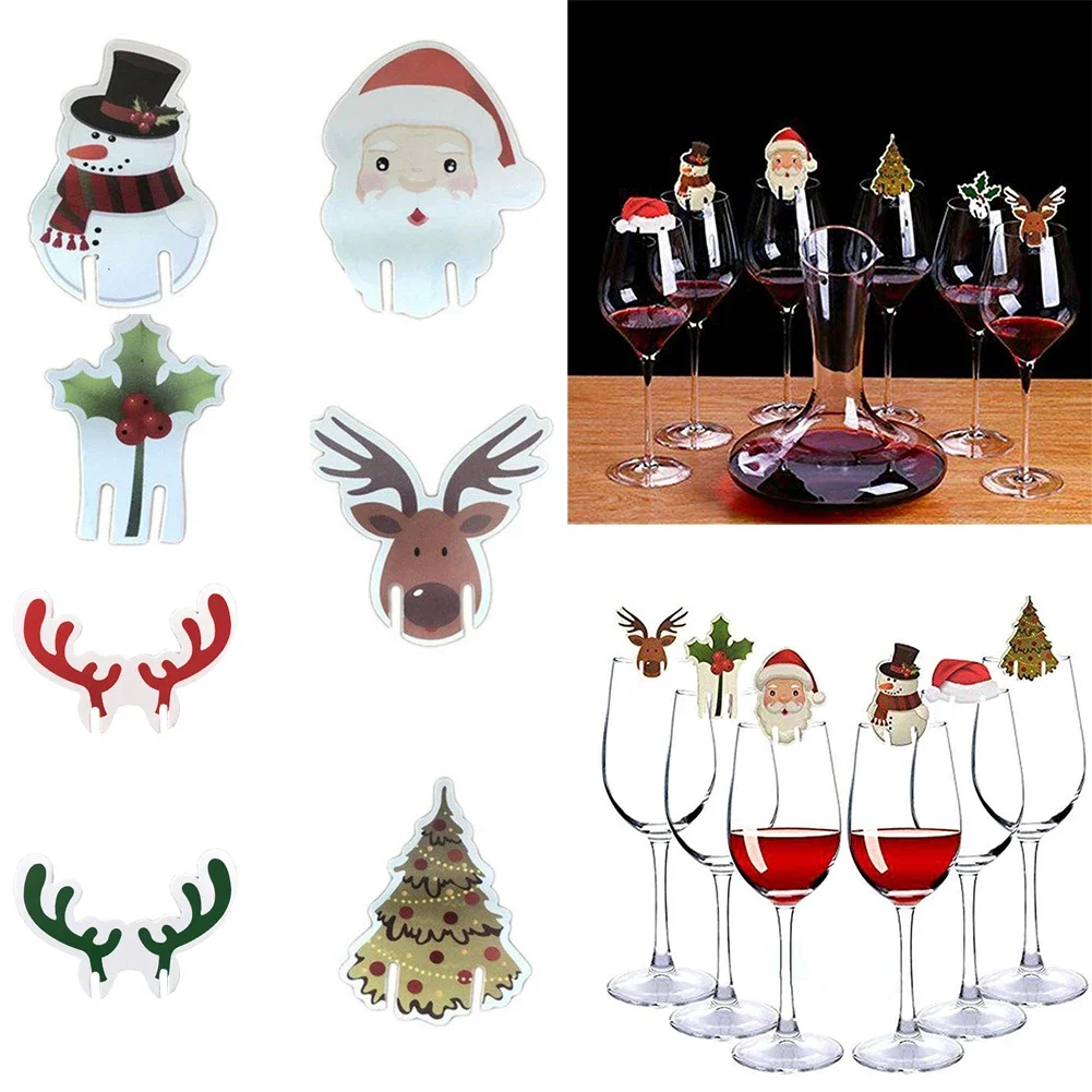 Wine Glass Card Christmas Cup Card Ornaments Place Cards 10pcs 60*36MM DIY Decor Home Decoration Kitchen Santa Hat - Image 6